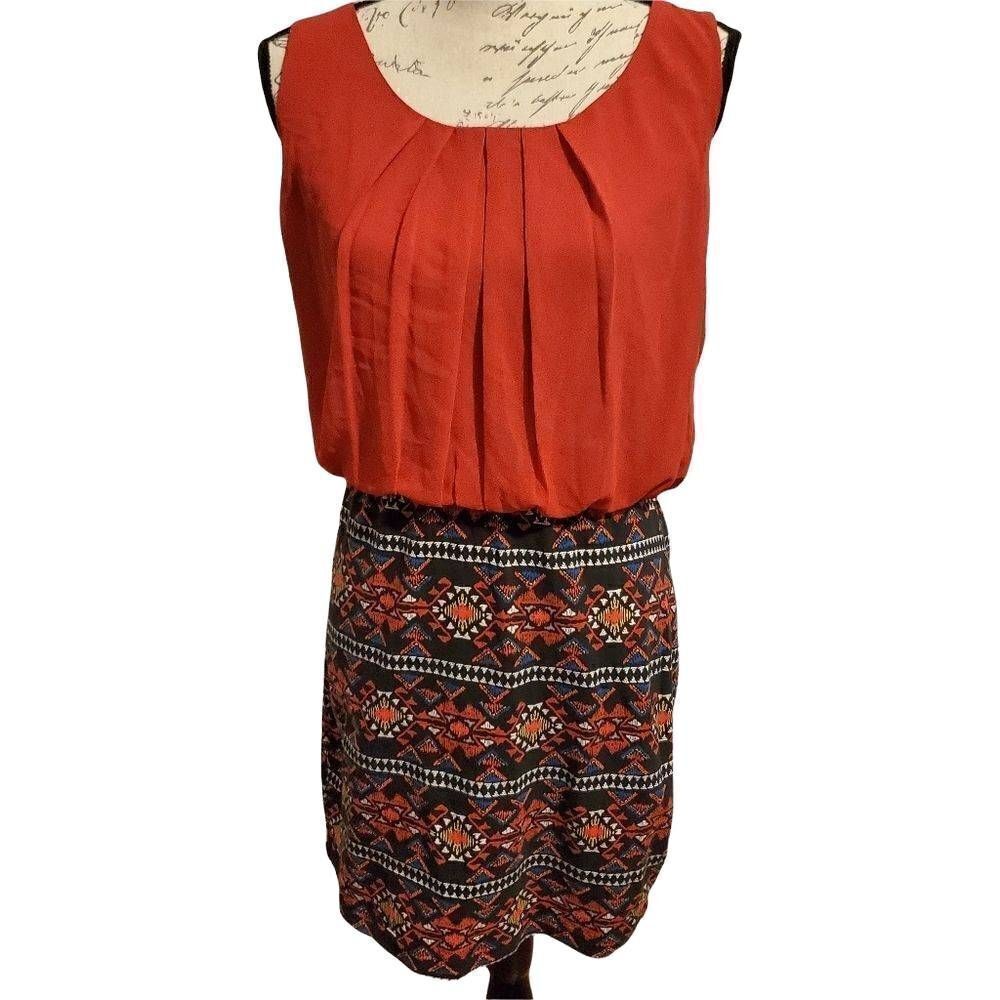 BY & BY Red Blouse Top and Graphic Skirt Dress - Size XL